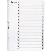 LYRECO MYLAR WHITE A4 1-31 NUMBERED TABBED INDEX SUBJECT DIVIDERS