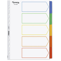 LYRECO MYLAR MULTI COLOUR A4 5-PART TABBED INDEX SUBJECT DIVIDERS