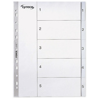LYRECO POLYPROPYLENE GREY A4 1-5 NUMBERED TABBED INDEX SUBJECT DIVIDERS