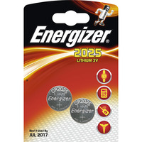 ENERGIZER CR2025 WATCH BATTERY - PACK OF 2