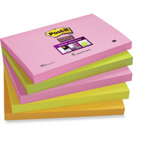 POST-IT SUPER STICKY NOTES NEON RAINBOW 76X127MM 5 PAD PACK (90 SHEETS PER PAD)