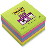 POST-IT SUPER STICKY NOTES  ULTRA COLOURS 100 X 100MM RULED 6 PAD PACK