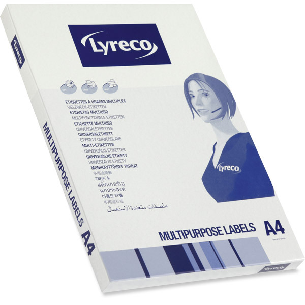 Caja de 2400 etiquetas autoadhesivas LYRECO cantos rectos 70x37mm blancas