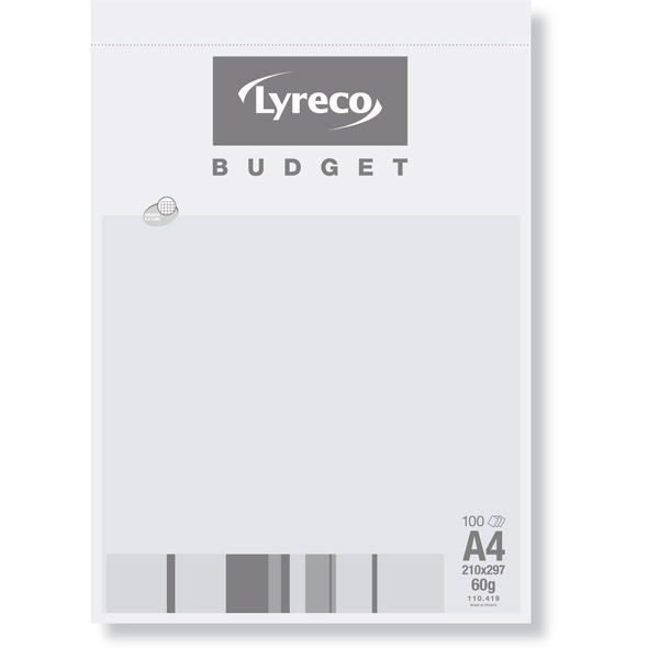 LYRECO BUDGET NOTEPAD MICROPERFORATED A4 SQUARED 5X5 - 100 SHEETS