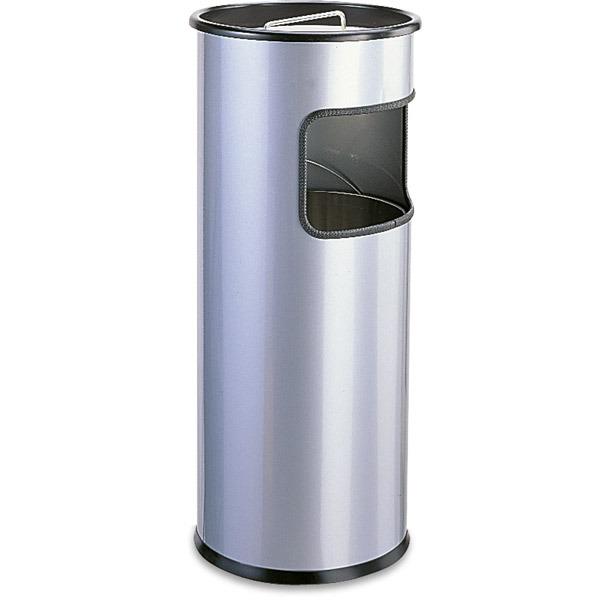 Durable Metal Waste Bin with Ashtray 17L Bin, 2 Litre Ashtray - Easy To Clean