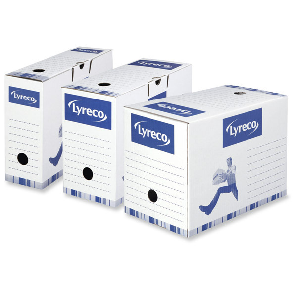 Caja archivo definitivo  blanco-azul  lomo 160mm  formato A4  LYRECO