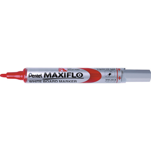 Marqueur tableau blanc Pentel Maxiflo - pointe ogive fine - rouge
