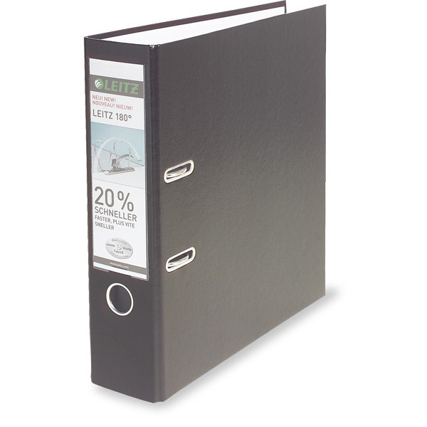 LEITZ 180 DEGREE LEVER ARCH FILE 80MM BLACK