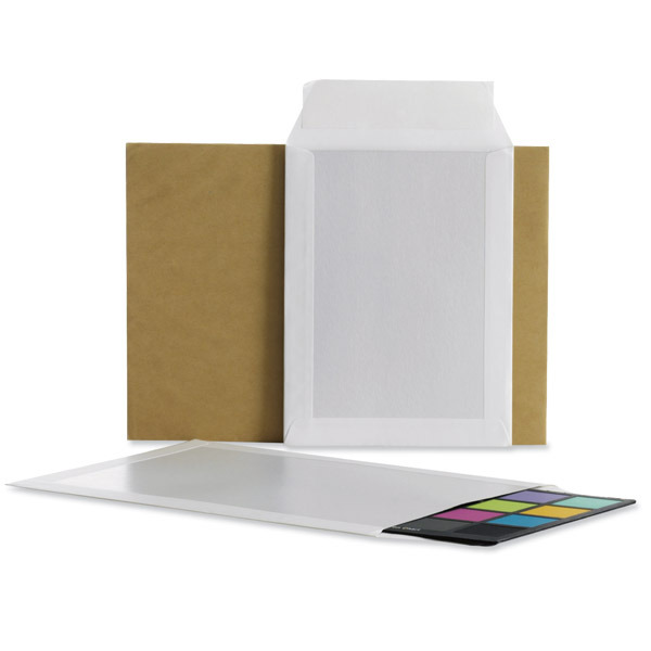 Pochettes dos carton 262x371mm bande siliconée 120g blanches - boîte de 100