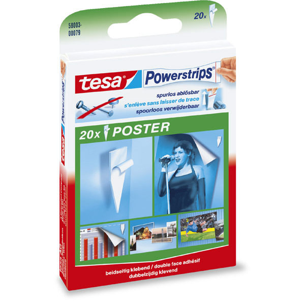 Tesa Powerstrips Poster Fixers For 200G Load - Pack of 20