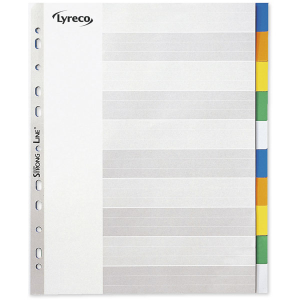 LYRECO POLYPROPYLENE ASSORTED EXTRA WIDE A4 10PART TABBED INDEX SUBJECT DIVIDERS