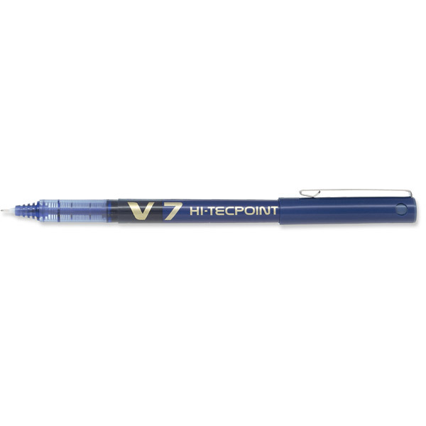 PILOT HI-TECPOINT V7 ROLLER BALL BLUE PENS 0.5MM LINE WIDTH - BOX OF 12