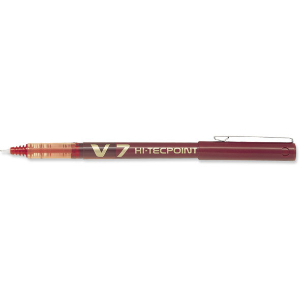 Pilot Hi-Tecpoint V7 Roller Ball Red Pens 0.7mm Line Width - Box of 12