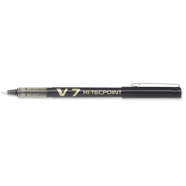 Pilot Hi-Tecpoint V7 Roller Ball Black Pens 0.7mm Line Width - Box of 12