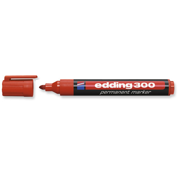 Edding 300 Permanent Marker Bullet Tip Red - Box of 10