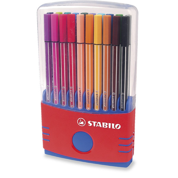 Stabilo 68 assorted colours fibre tip pens - box of 20