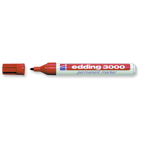 Permanentmarker edding 3000, Rundspitze, Strichstärke: 1,5-3mm, rot