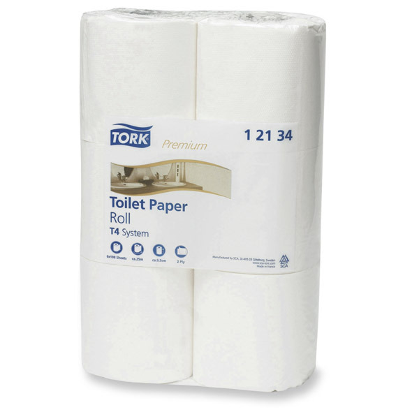 Pack de 6 rolos papel higiénico 2 folhas branca doméstico qualidade virgem TORK