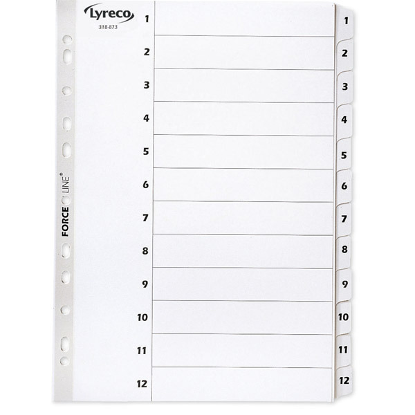 Lyreco Mylar White A4 1-12 Indexes