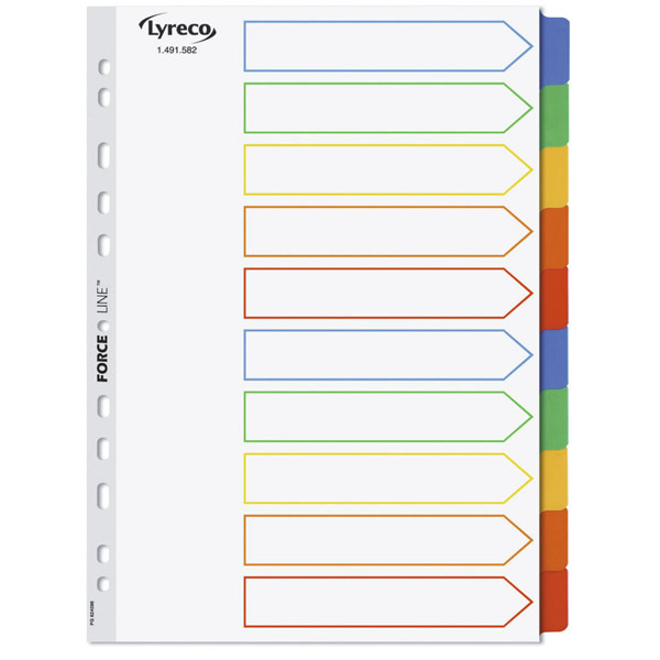 Lyreco Mylar Multi Colour A4 10-Part Tabbed Index Subject Dividers