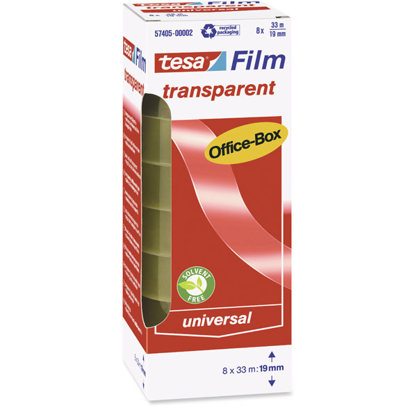 Pack 8 rollos de fita adesiva transparente TESA Office Film 19 mm x 33m