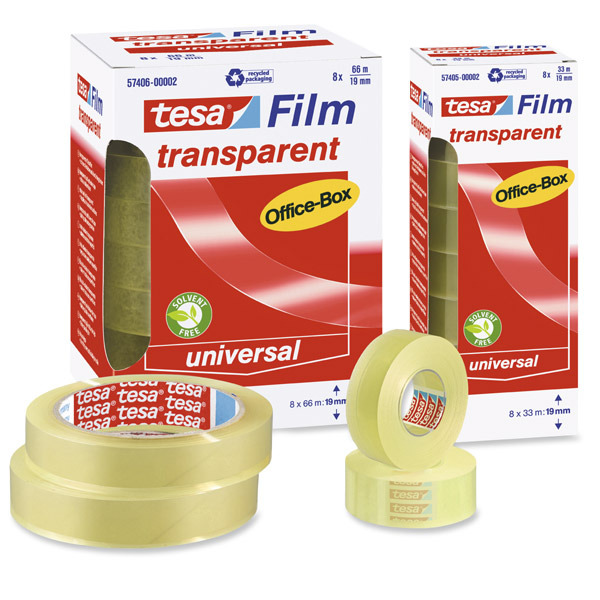 tesafilm Transparent Self-adhesive Tape, 33M x 19mm - Pack of 8