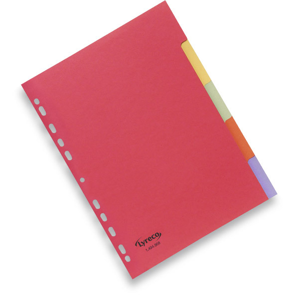 LYRECO ASSORTED COLOUR A4 5-PART INDEX SUBJECT DIVIDERS