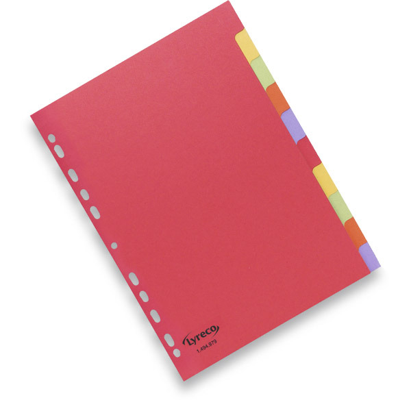 LYRECO ASSORTED COLOUR A4 10-PART INDEX SUBJECT DIVIDERS