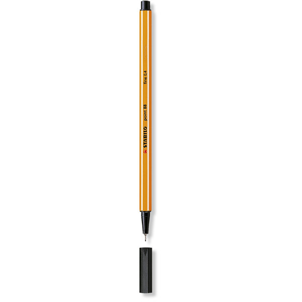 Stabilo Point 88 Fineliner Black Pens 0.4Mm Line Width - Box Of 10