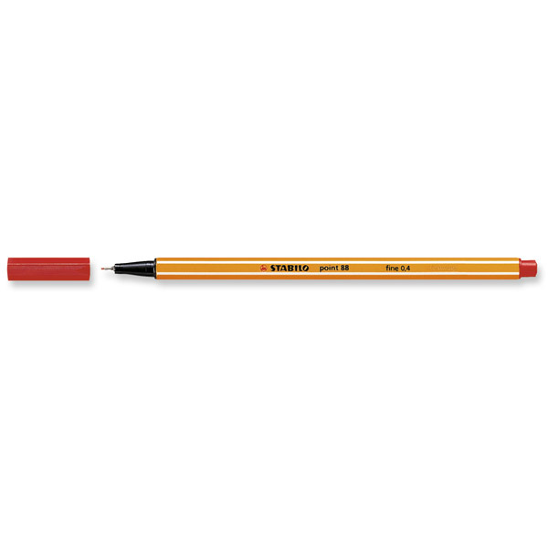 Stabilo Point 88 Fineliner Red Pens 0.4Mm Line Width