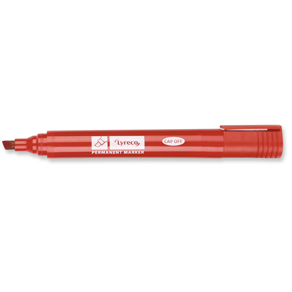 LYRECO CHISEL TIP RED PERMANENT MARKERS - BOX OF 10