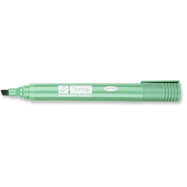 LYRECO CHISEL TIP GREEN PERMANENT MARKERS - BOX OF 10