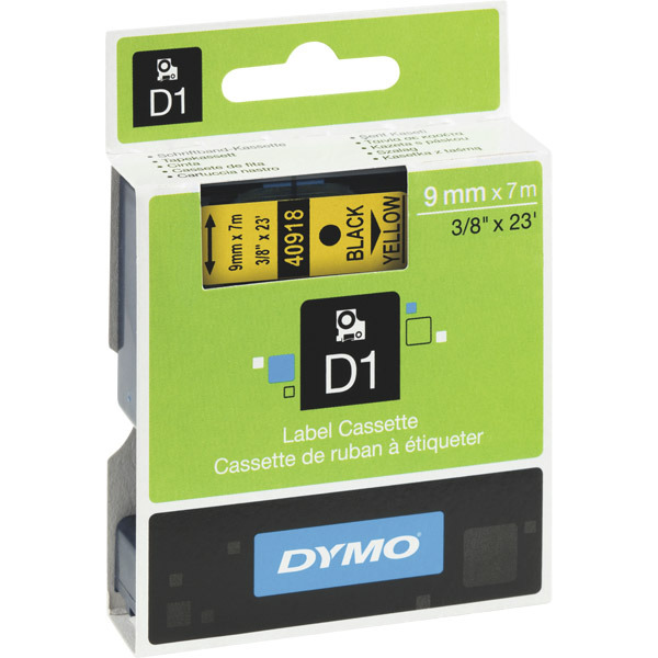 Schriftband Dymo D1 40918, Breite: 9mm, schwarz auf gelb