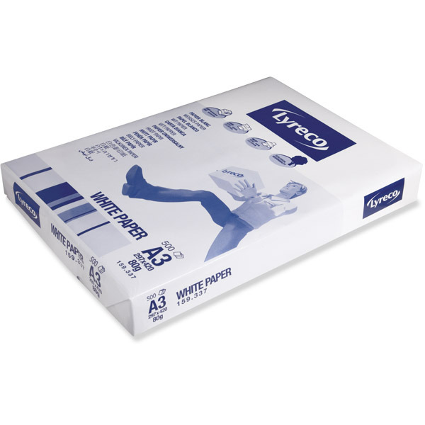 Lyreco wit papier A3 80g - 1 doos = 3 pakken van 500 vellen
