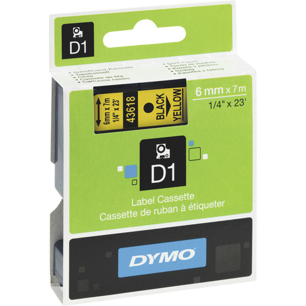 Dymo 43618 D1-labelling tape 6mm black/yellow