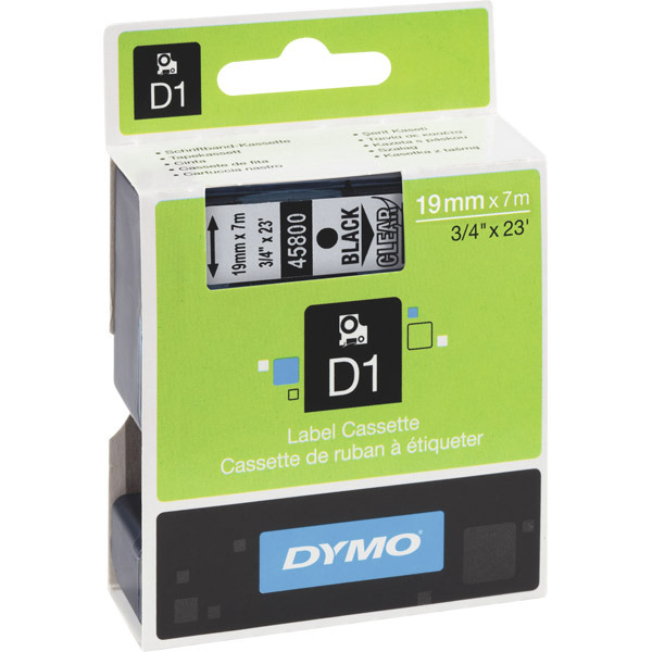DYMO D1 LABELLING TAPE 7M X 19MM - BLACK ON CLEAR
