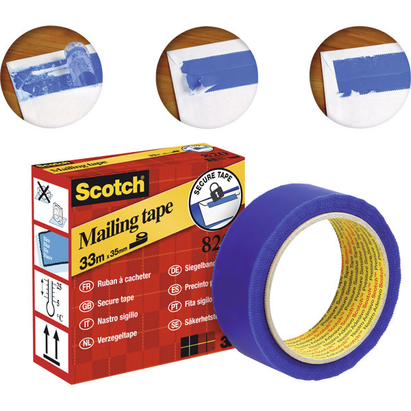 Scotch 820 Adhesive Secure Tape 35mm X 35M - Blue