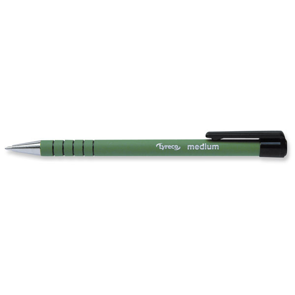 Lyreco rubberized retractable ballpoint pen medium green