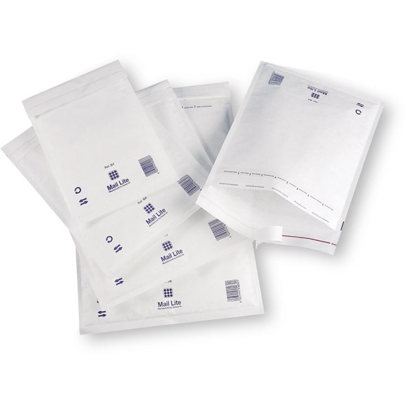 Mail Lite White Bubble Lined Postal Bags B/00 120 X 210mm  - Box of 100