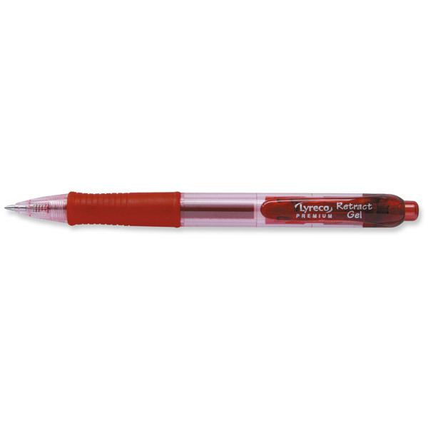 LYRECO RETRACTABLE GEL INK RED PENS 0.5MM LINE WIDTH