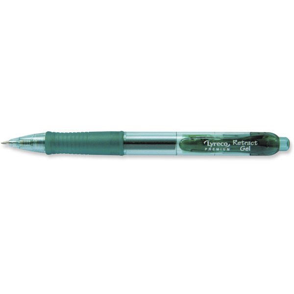 Lyreco retractable gel ink green pen, 0.7 mm