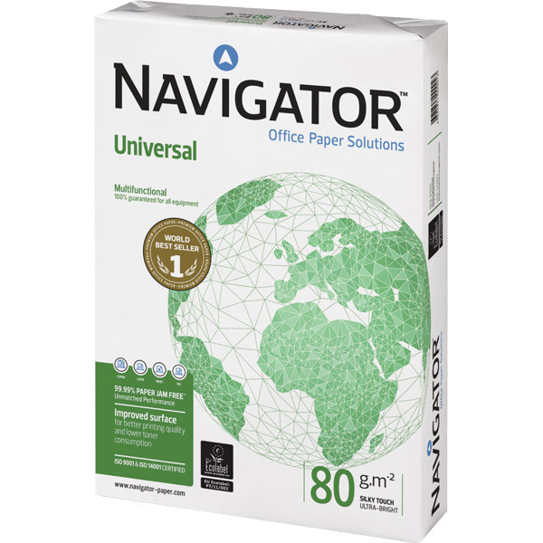 Caixa 5 pacotes 500 folhas papel NAVIGATOR Universal A4 80g/m2 TEST