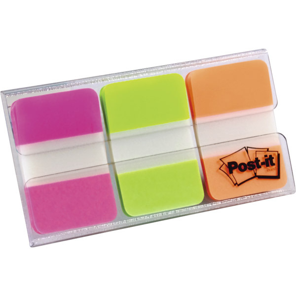 Marque-pages Post-it onglets rigides - coloris néon - 3 x 22 feuilles