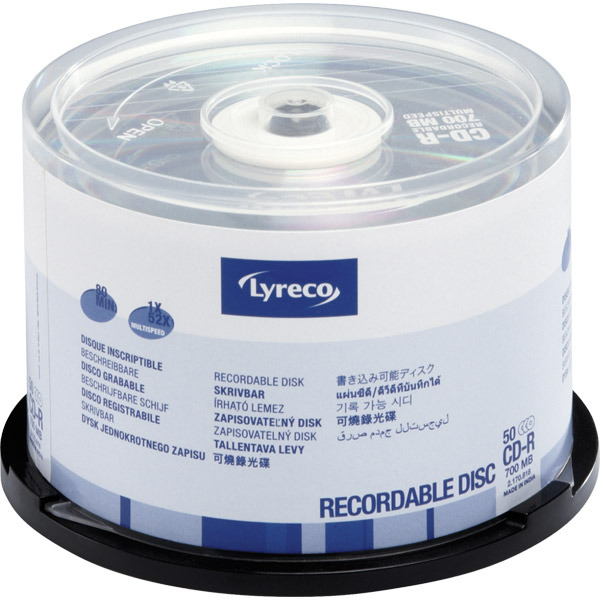 Lyreco CD-R 700MB (80min.) 52x snelheid spindle - pak van 50
