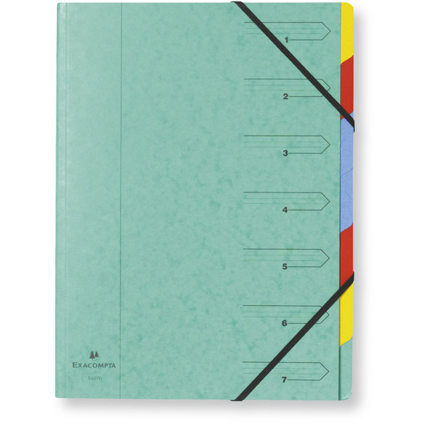 BRAUSE MULTICOLOURED FOOLSCAP 7-PART MULTIPART FILE WITH ELASTIC