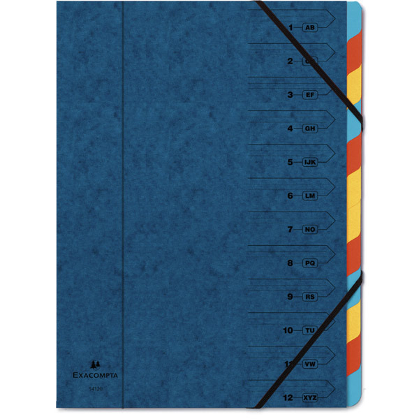 BRAUSE MULTICOLOURED FOOLSCAP 12-PART MULTIPART FILE WITH ELASTIC