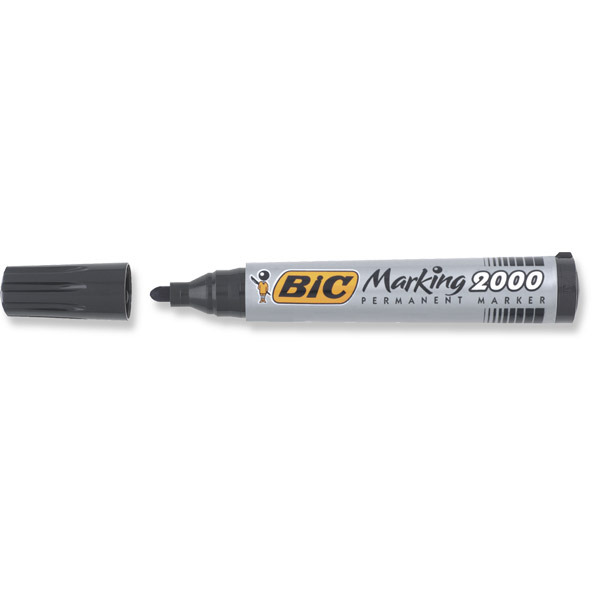 Bic 2000 Bullet Tip Black Permanent Markers - Box of 12