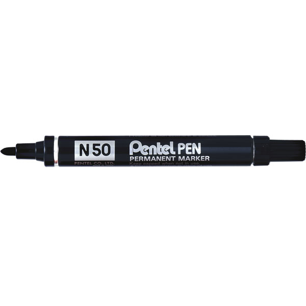 Pentel N50 Bullet Tip Black Permanent Markers - Box of 12
