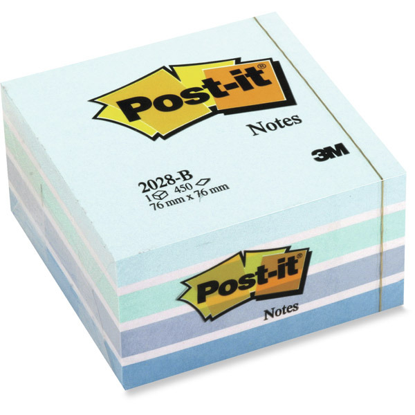 Post-it notes cube 76x76 mm 450 feuilles bleu pastel