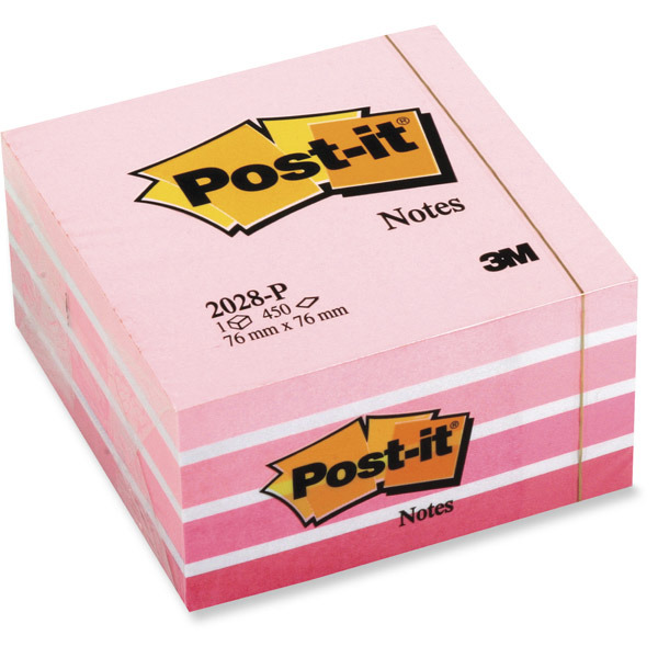 Cube Post-it - 76 x 76 mm - rose pastel - 450 feuilles